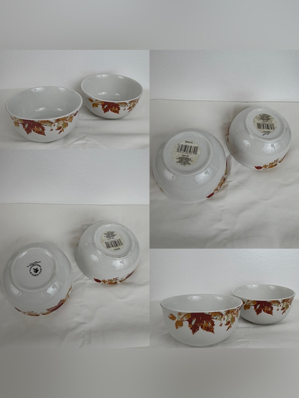 Royal Norfolk Autumn Leaves Fall Acorns Set Of 4 Soup Cereal Bowls